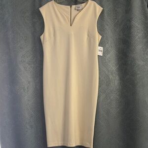 ECI New York Cream Midi sheath Dress Size 10 NEW with tag